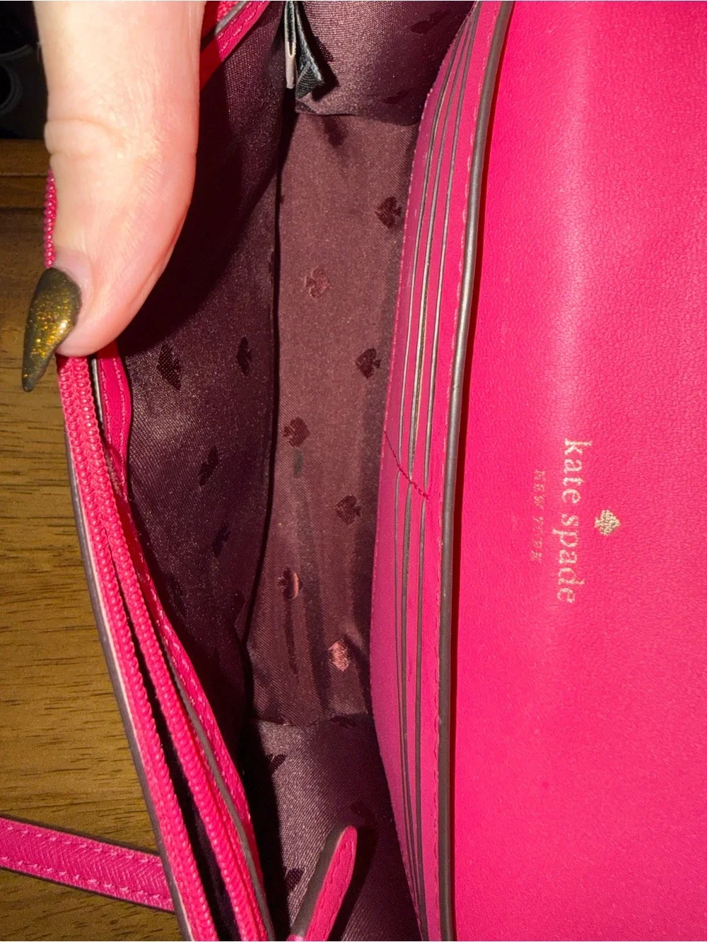 kate spade Hot Pink Saffiano Crossbody with Gold Chain